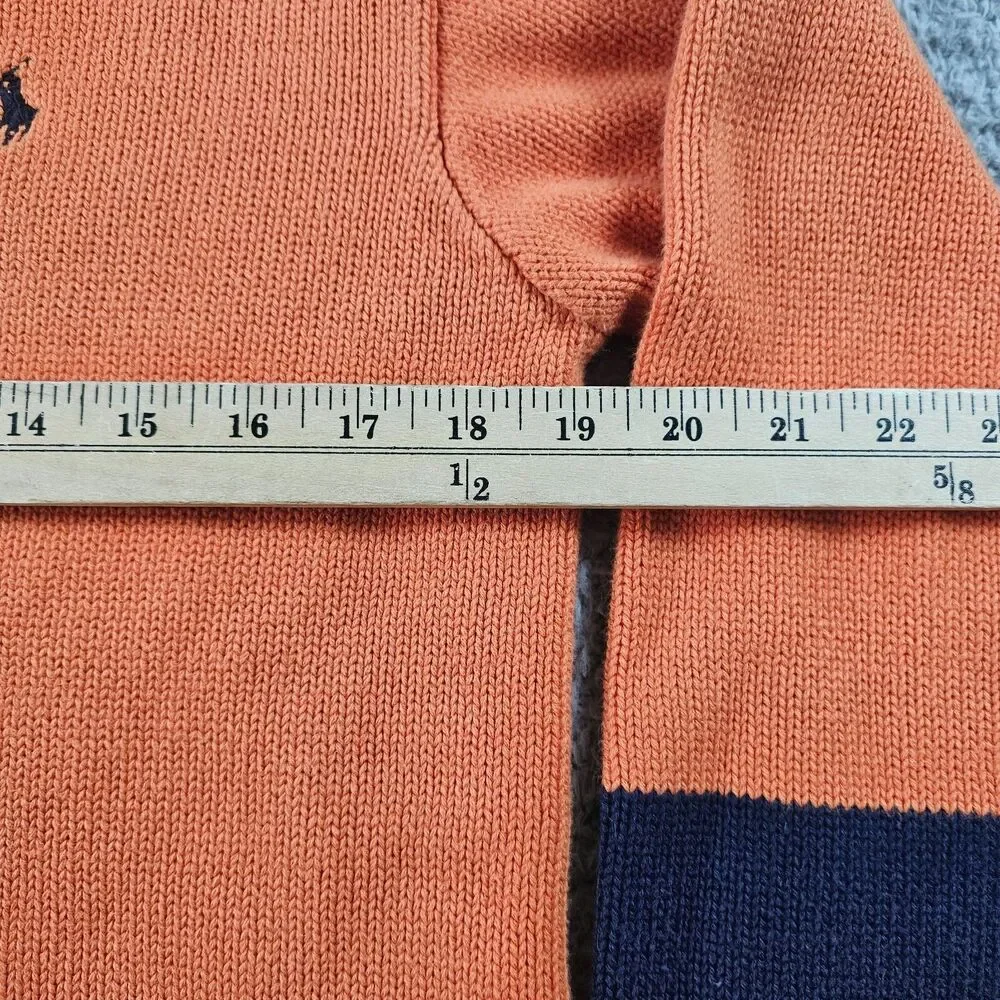 Vintage Polo Ralph Lauren Sweater Youth XL Orange V Neck Pullover Japan Y2K 90s